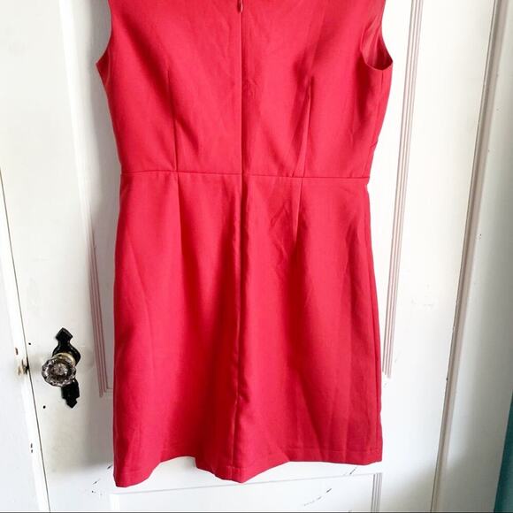 LOFT Sleeveless Faux Wrap V-Neck Cap Sleeve Dress Red Size 2 NWT Side Buttons - Picture 11 of 11